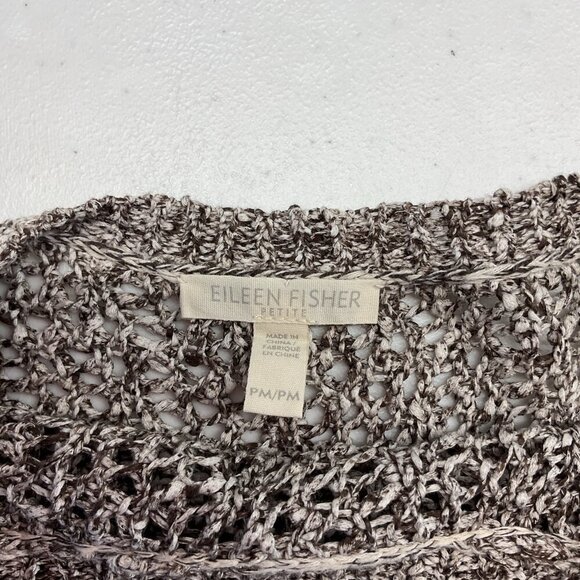 Eileen Fisher Crew Neck Open weave Sweater Brown marbled size Med‎ Pet. neutral - Picture 3 of 8